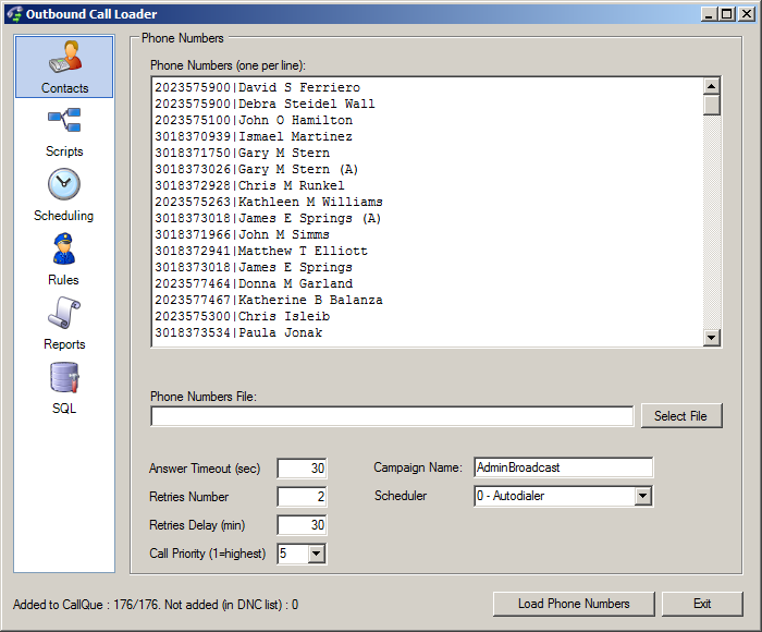 Dialer can detect whether calls are answered by a Live person, or answered by an Answering Machine, and different scripts can be ran in either case.